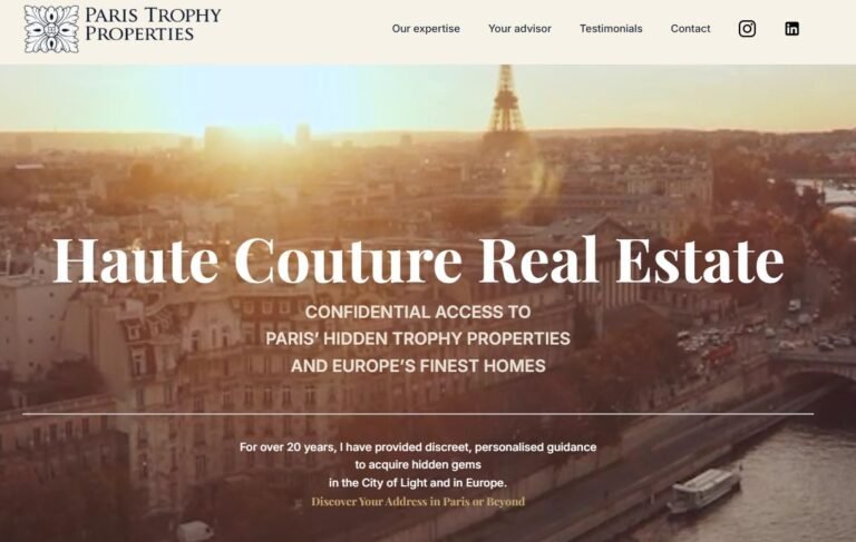 Page d'accueil du site Paris Trophy Properties